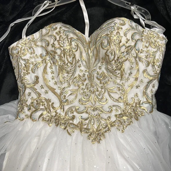 Dresses | Juionrs Sweet 16 Dress Gold And White | Poshmark